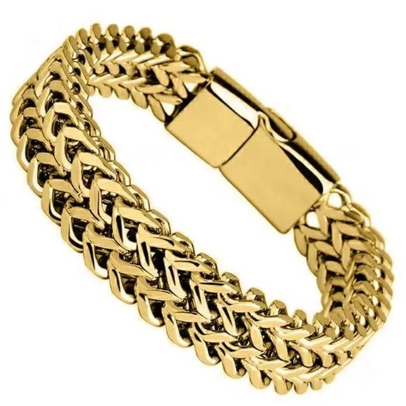 Fashion Jewelry Other - Very Cool Mesh18k. Yellow Gold Plated Stainless Steel Men's Bracelet. 7.5" Long